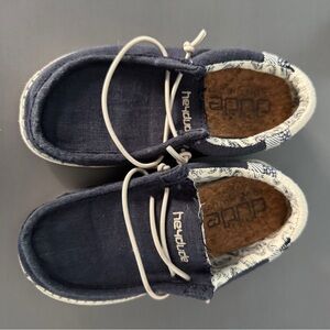 Hey Dude Kids Navy Slip-On Moccasins with Printed Trim
